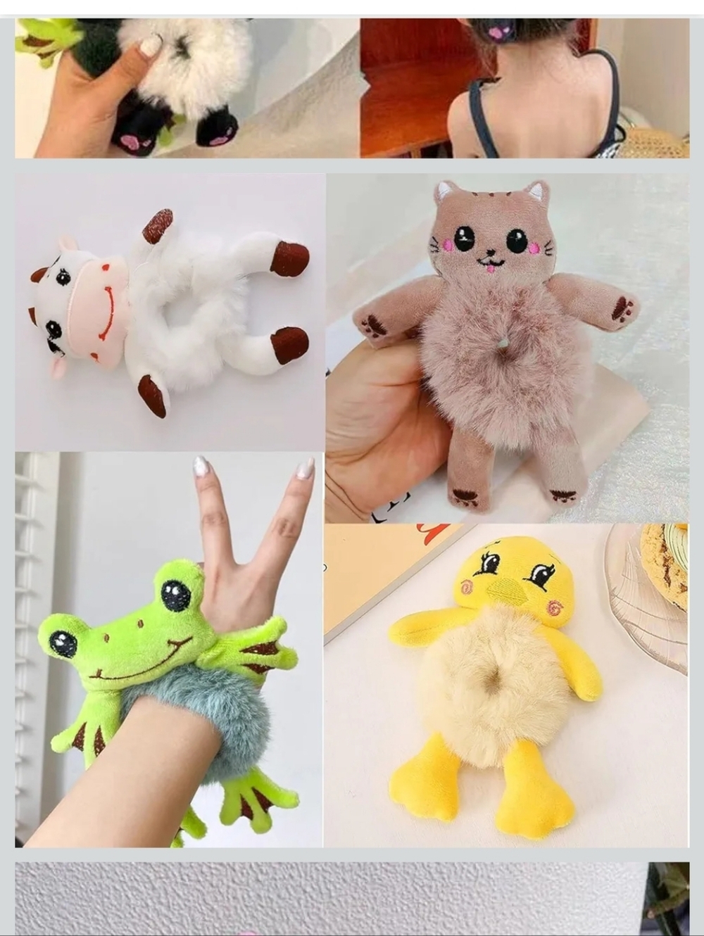 Kids Plush Hair Tie Hair Accessories Cute Animal (Set Of 5)